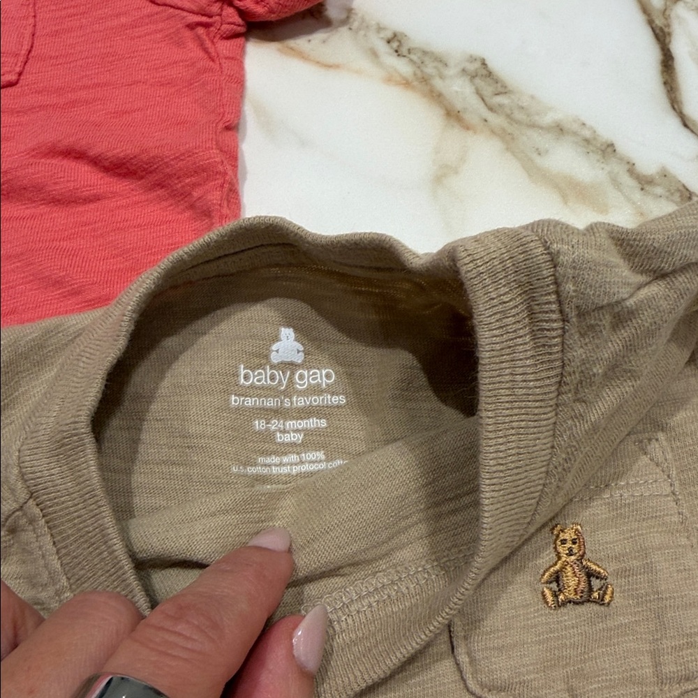 GAP Kids' Short Sleeve Tees - Coral and Beige - Picture 3 of 5